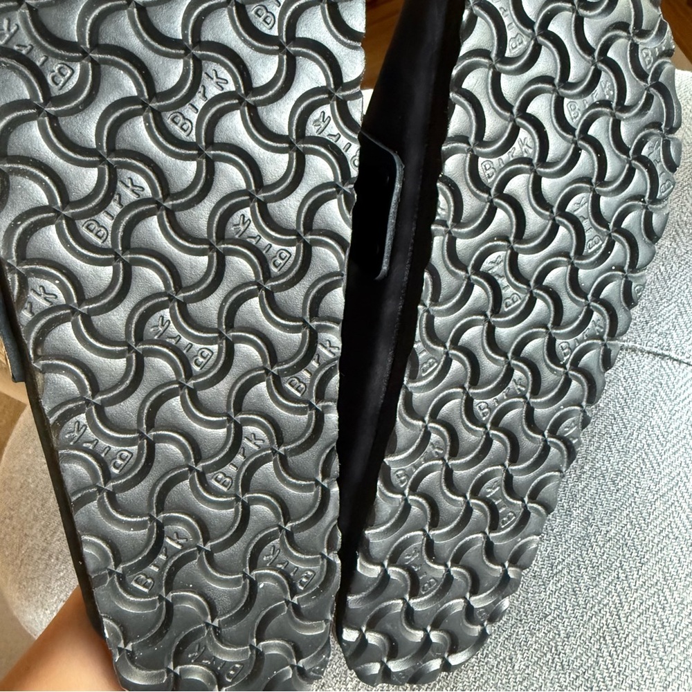 Birkenstock Kyoto Nubuck Leather - Black Slide Sandals - Picture 8 of 8